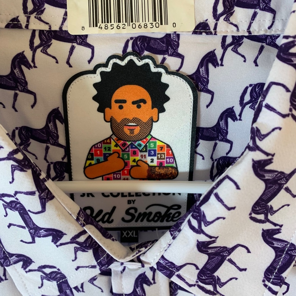 Men’s JK Collection Old Smoke Race Day Ready Men’s shirt prt pattern Horses 2Xl